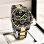 black gold_Watches Mens Top Brand Luxury Clock Casual Stainless Steel 24Hour Moon Phase Men Watch Sp