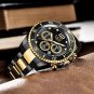 Silver green_Watches Mens Top Brand Luxury Clock Casual Stainless Steel 24Hour Moon Phase Men Watch