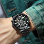 Silver red_2023  Mens Watches Top Brand Stainless Steel Hollow Sports Waterproof Quartz Watch Men Mi