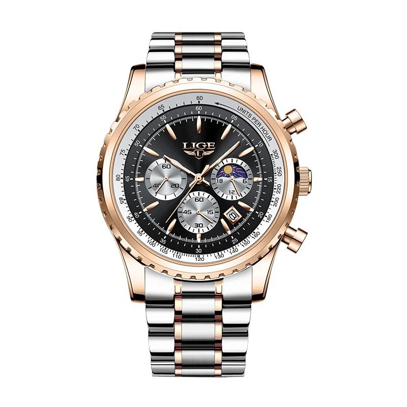 Rose gold black S_2023  Top Brand Luxury  Men Watch Quartz Man Watches Waterproof Luminous Watch for