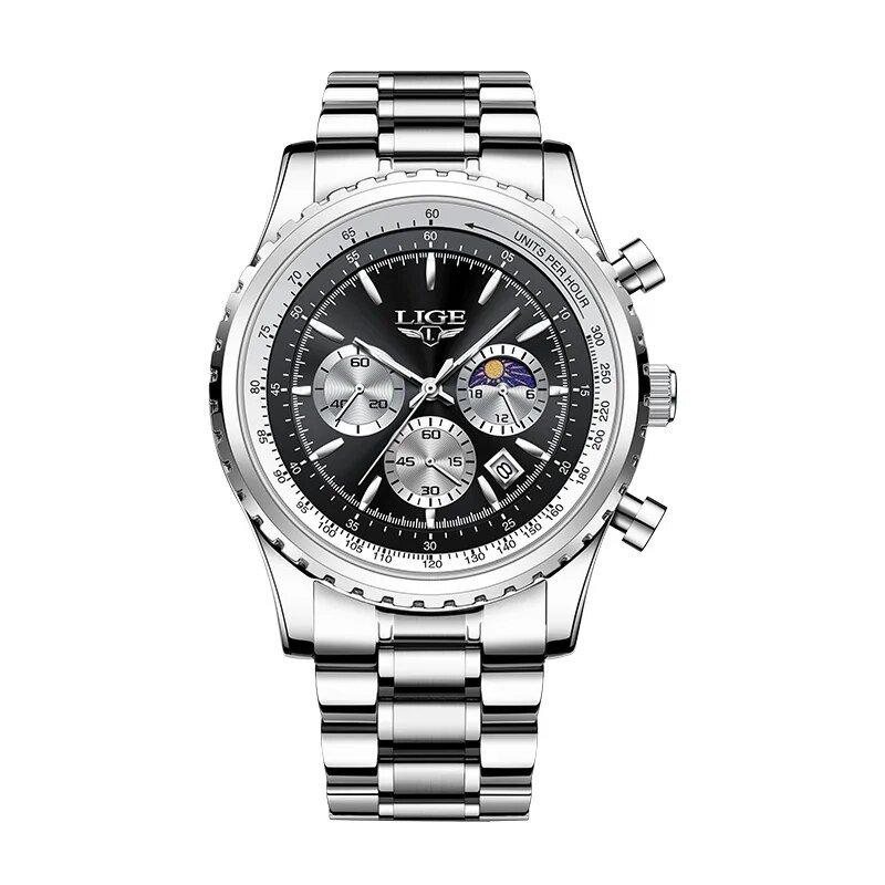 Silver black S_2023  Top Brand Luxury  Men Watch Quartz Man Watches Waterproof Luminous Watch for Me