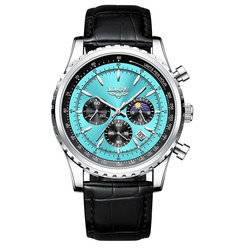 Silver cyan L_2023  Top Brand Luxury  Men Watch Quartz Man Watches Waterproof Luminous Watch for Men