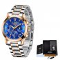 Rose gold blue S_2023  Fashion Watch Women Watches Ladies Creative Steel Women Bracelet Watches Fema