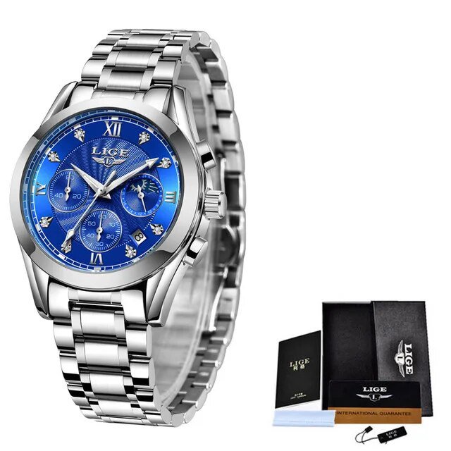 Silver blue S_2023  Fashion Watch Women Watches Ladies Creative Steel Women Bracelet Watches Female 