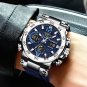 Black_Watches For Men 50M Waterproof Clock Alarm     LCD Dual Display Wristwatch Quartz Military Spo