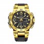 Gold_Watches For Men 50M Waterproof Clock Alarm     LCD Dual Display Wristwatch Quartz Military Spor