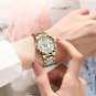 Gold white_2021 Brand SUNKTA Women Watches Fashion Square Ladies Quartz Watch Bracelet Set Dial Sim