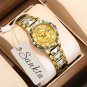 Gold yellow_2021 Brand SUNKTA Women Watches Fashion Square Ladies Quartz Watch Bracelet Set Dial Si