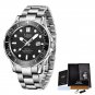 S Silver black_2021   Waterproof Watch Men Top Brand Luxury Stainless Steel Men Watch Fashion Casual