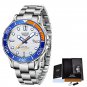 S Silver orange_2021   Waterproof Watch Men Top Brand Luxury Stainless Steel Men Watch Fashion Casua