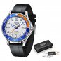 silver orange_2021   Waterproof Watch Men Top Brand Luxury Stainless Steel Men Watch Fashion Casual 