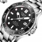 silver orange_2021   Waterproof Watch Men Top Brand Luxury Stainless Steel Men Watch Fashion Casual 