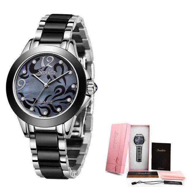 Silver black_SUNKTA 2020  Listing Rose Gold Women Watch Quartz Watch Ladies Top Brand Luxury Female 