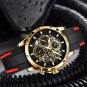 Black green_Mens Watches Brand Luxury Silicone Strap Waterproof Sport Quartz Chronograph Military Wa