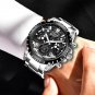 Blue_2022 Stainless Steel Hollow Mens Watches Top Brand Sport Waterproof Quartz Watch Men Military W