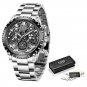 Silver black_2022 Stainless Steel Hollow Mens Watches Top Brand Sport Waterproof Quartz Watch Men Mi