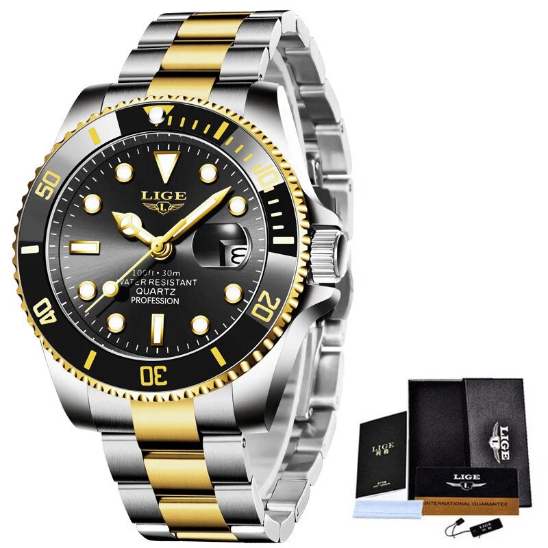 Rose gold black_Top Brand Luxury Fashion Diver Watch Men 30ATM Waterproof Date Clock Sport Watches M