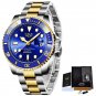 Rose gold blue_Top Brand Luxury Fashion Diver Watch Men 30ATM Waterproof Date Clock Sport Watches Me
