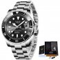 Silver black_Top Brand Luxury Fashion Diver Watch Men 30ATM Waterproof Date Clock Sport Watches Mens