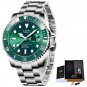 Silver green_Top Brand Luxury Fashion Diver Watch Men 30ATM Waterproof Date Clock Sport Watches Mens