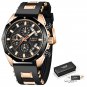Rose gold black_2023   Fashion Mens Watches Top Brand Luxury Silicone Sport Watch Men Quartz Date Cl