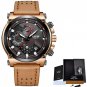 brown black_Men Sport Watches Top Brand Luxury Casual Quartz Watch Men Genuine Leather Military Wate