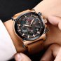 silver brown white_Men Sport Watches Top Brand Luxury Casual Quartz Watch Men Genuine Leather Milita