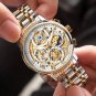 All yellow_Men Watch Top Brand Original Sports Quartz Mens Watches Full Steel Waterproof Chronograph