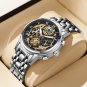 gold black_Men Watch Top Brand Original Sports Quartz Mens Watches Full Steel Waterproof Chronograph