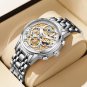 gold white_Men Watch Top Brand Original Sports Quartz Mens Watches Full Steel Waterproof Chronograph