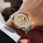 gold white_Men Watch Top Brand Original Sports Quartz Mens Watches Full Steel Waterproof Chronograph
