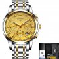 all gold steel_Watches Men Luxury Brand Chronograph Men Sports Watches Waterproof Full Steel Quartz 