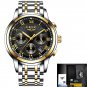 gold black steel_Watches Men Luxury Brand Chronograph Men Sports Watches Waterproof Full Steel Quart