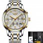 gold white steel_Watches Men Luxury Brand Chronograph Men Sports Watches Waterproof Full Steel Quart