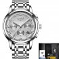 silver white steel_Watches Men Luxury Brand Chronograph Men Sports Watches Waterproof Full Steel Qua