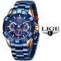 Rose gold blue S_2021  Fashion Blue Mens Watches Top Brand Luxury Clock Sports Chronograph Waterproo