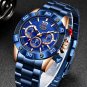 Silver blue_2021 Fashion Blue Mens Watches Top Brand Luxury Clock Sports Chronograph Waterproof Qua