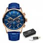 Rose gold all blue_Mens Watches Top Luxury Brand Business Quartz Watch Men Military Sports Waterproo
