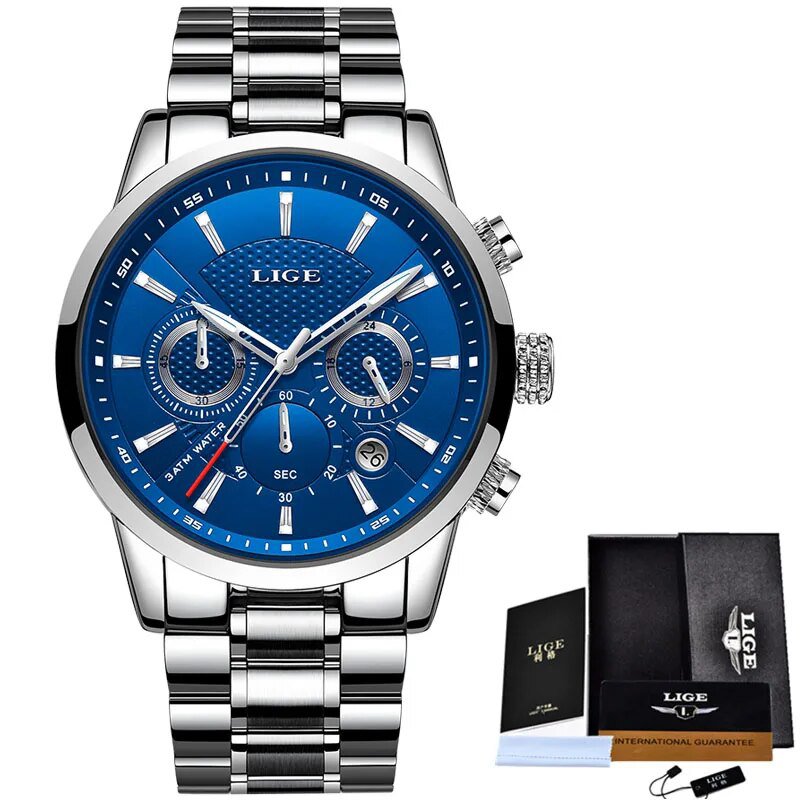 Silver blue S_Mens Watches Top Luxury Brand Business Quartz Watch Men Military Sports Waterproof Dre