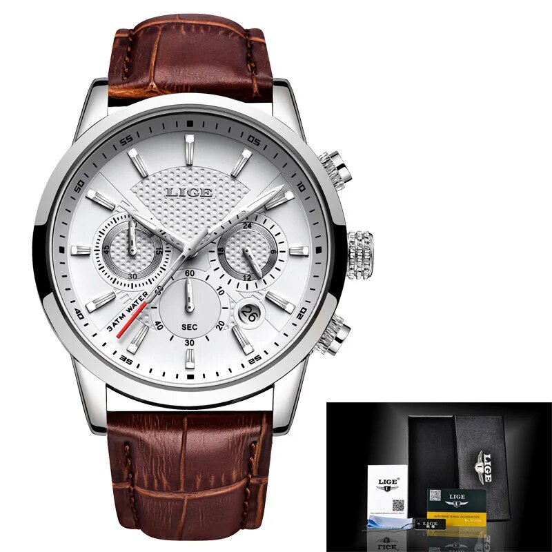 Silver white L_Mens Watches Top Luxury Brand Business Quartz Watch Men Military Sports Waterproof Dr