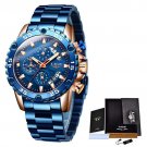 Rose gold blue S_Watches Mens  Top Brand Waterproof Clock Male Silicone Strap Sport Quartz Watch For