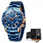 Rose gold blue S_Watches Mens  Top Brand Waterproof Clock Male Silicone Strap Sport Quartz Watch For