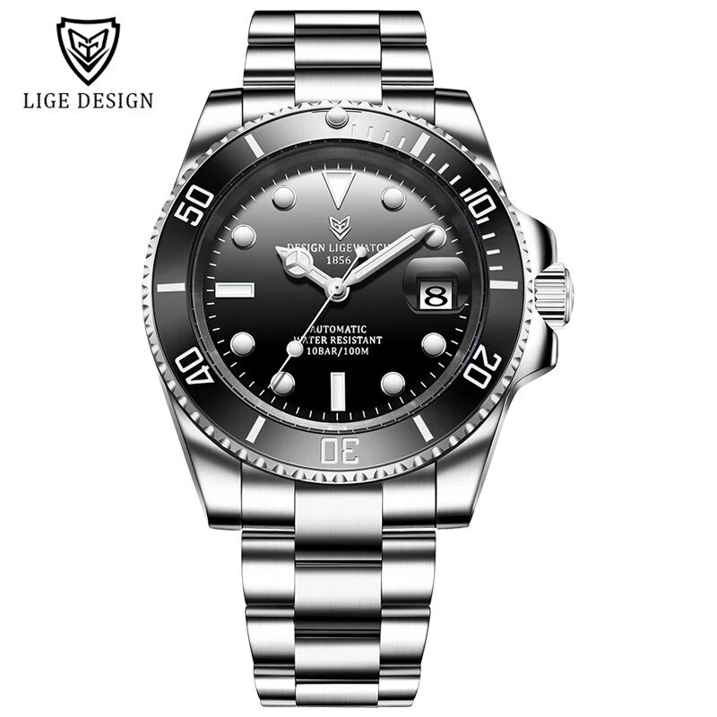Silver black_2023  Watch Men Automatic Mechanical Tourbillon Clock Fashion Military Watches Men Stai