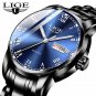 Black blue S_2023  Watches Mens  Top Brand Fashion Date Week Male Stainless Steel Waterproof Busines