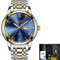 Gold blue S_2023  Watches Mens  Top Brand Fashion Date Week Male Stainless Steel Waterproof Business