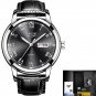 Silver black L_2023  Watches Mens  Top Brand Fashion Date Week Male Stainless Steel Waterproof Busin