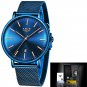 All blue_Mens Watches Top Brand Luxury Waterproof Ultra Thin Clock Blue Mesh Belt Fashon Casual Quar