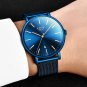 All blue_Mens Watches Top Brand Luxury Waterproof Ultra Thin Clock Blue Mesh Belt Fashon Casual Quar