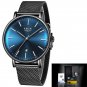 Black blue_Mens Watches Top Brand Luxury Waterproof Ultra Thin Clock Blue Mesh Belt Fashon Casual Qu