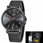 Black gold_Mens Watches Top Brand Luxury Waterproof Ultra Thin Clock Blue Mesh Belt Fashon Casual Qu